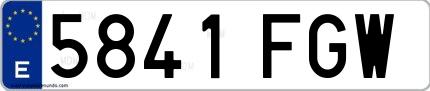 Ejemplo de matrícula española 5841 FGW