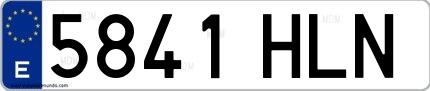 Ejemplo de matrícula española 5841 HLN