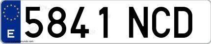 Ejemplo de matrícula española 5841 NCD