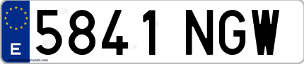 Ejemplo de matrícula de coche ordinaria 5841 NGW