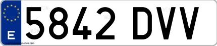 Ejemplo de matrícula española 5842 DVV