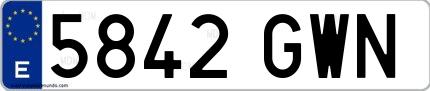 Ejemplo de matrícula española 5842 GWN