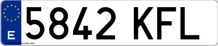 Ejemplo de matrícula española 5842 KFL