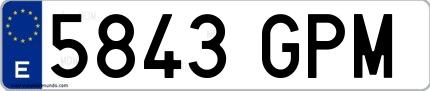 Ejemplo de matrícula española 5843 GPM