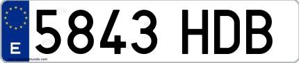 Ejemplo de matrícula española 5843 HDB
