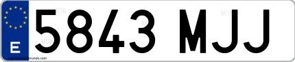 Ejemplo de matrícula española 5843 MJJ