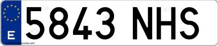 Ejemplo de matrícula española 5843 NHS