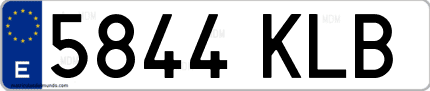 Ejemplo de matrícula de coche ordinaria 5844 KLB