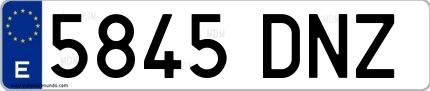 Ejemplo de matrícula española 5845 DNZ