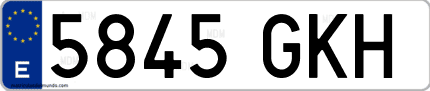 Ejemplo de matrícula de coche ordinaria 5845 GKH
