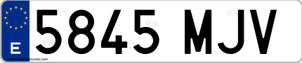 Ejemplo de matrícula de coche ordinaria 5845 MJV