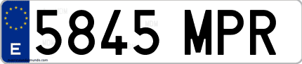 Ejemplo de matrícula de coche ordinaria 5845 MPR