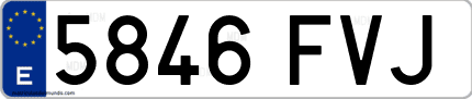 Ejemplo de matrícula de coche ordinaria 5846 FVJ