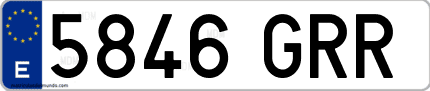Ejemplo de matrícula de coche ordinaria 5846 GRR