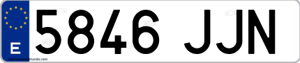 Ejemplo de matrícula de coche ordinaria 5846 JJN