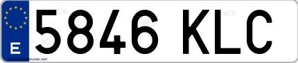 Ejemplo de matrícula española 5846 KLC