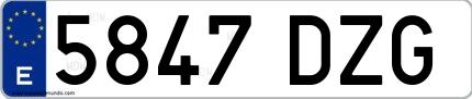 Ejemplo de matrícula española 5847 DZG