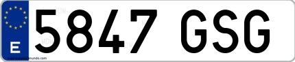 Ejemplo de matrícula española 5847 GSG
