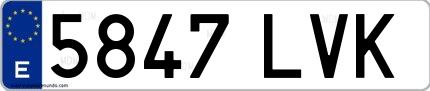 Ejemplo de matrícula española 5847 LVK