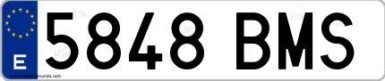 Ejemplo de matrícula española 5848 BMS