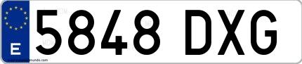 Ejemplo de matrícula española 5848 DXG