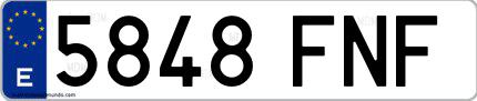 Ejemplo de matrícula española 5848 FNF
