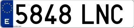 Ejemplo de matrícula española 5848 LNC