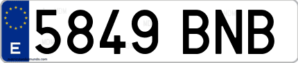 Ejemplo de matrícula de coche ordinaria 5849 BNB