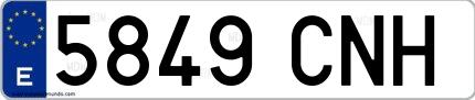 Ejemplo de matrícula española 5849 CNH