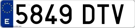 Ejemplo de matrícula española 5849 DTV