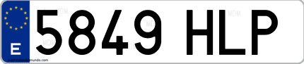 Ejemplo de matrícula de coche ordinaria 5849 HLP
