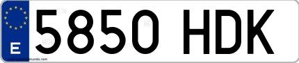 Ejemplo de matrícula española 5850 HDK