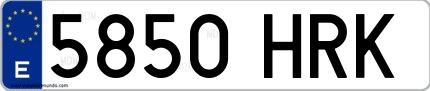Ejemplo de matrícula española 5850 HRK