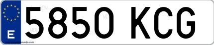 Ejemplo de matrícula española 5850 KCG