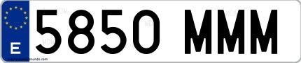 Ejemplo de matrícula española 5850 MMM