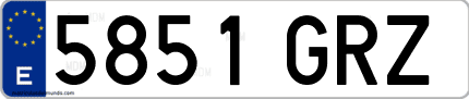 Ejemplo de matrícula de coche ordinaria 5851 GRZ