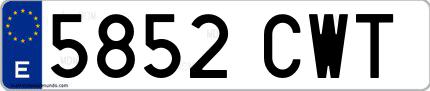 Ejemplo de matrícula española 5852 CWT