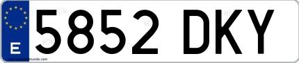 Ejemplo de matrícula española 5852 DKY