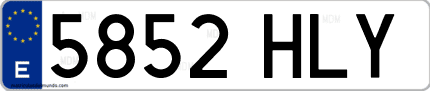 Ejemplo de matrícula de coche ordinaria 5852 HLY