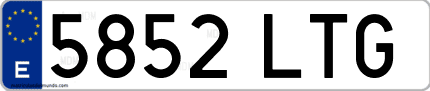 Ejemplo de matrícula de coche ordinaria 5852 LTG
