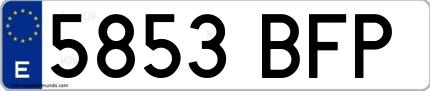 Ejemplo de matrícula española 5853 BFP