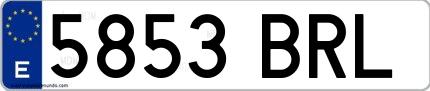 Ejemplo de matrícula española 5853 BRL