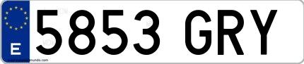 Ejemplo de matrícula española 5853 GRY