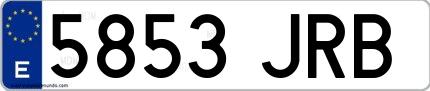 Ejemplo de matrícula española 5853 JRB