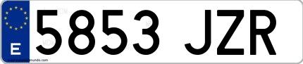 Ejemplo de matrícula española 5853 JZR