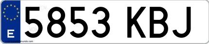 Ejemplo de matrícula española 5853 KBJ
