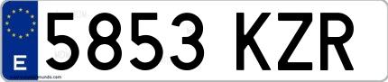Ejemplo de matrícula española 5853 KZR