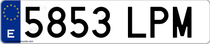 Ejemplo de matrícula de coche ordinaria 5853 LPM