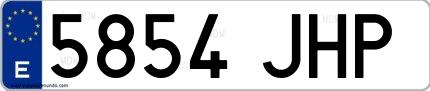 Ejemplo de matrícula española 5854 JHP