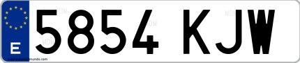 Ejemplo de matrícula española 5854 KJW